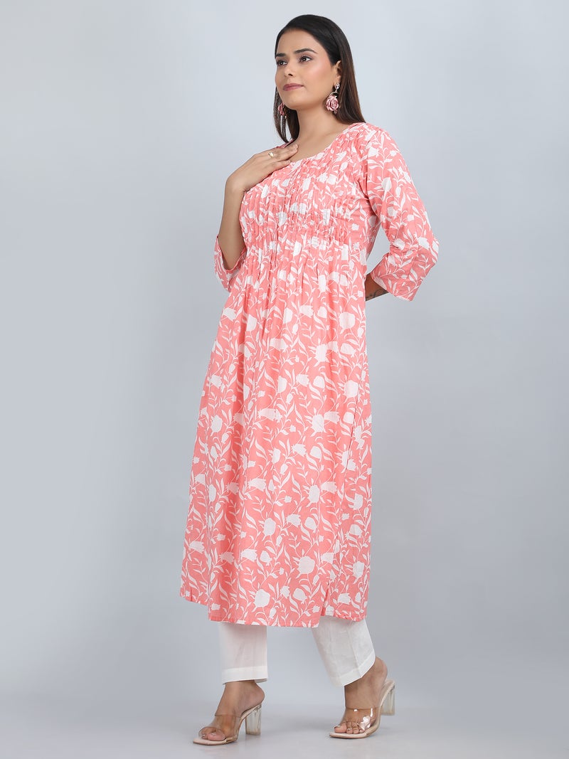 Shifory Floral Print Pink Kurta & Pant Set for Women - Image 3